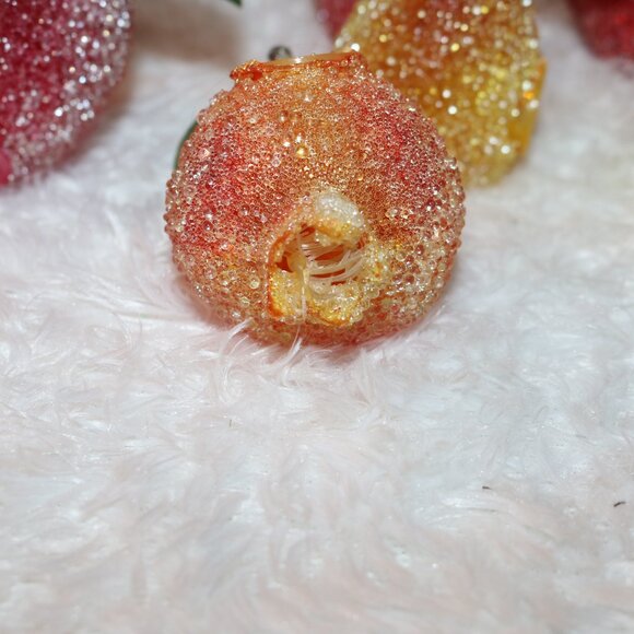 Vintage beaded frosted fruit for string lights lot of 11 apples, pears & peach - Picture 3 of 7